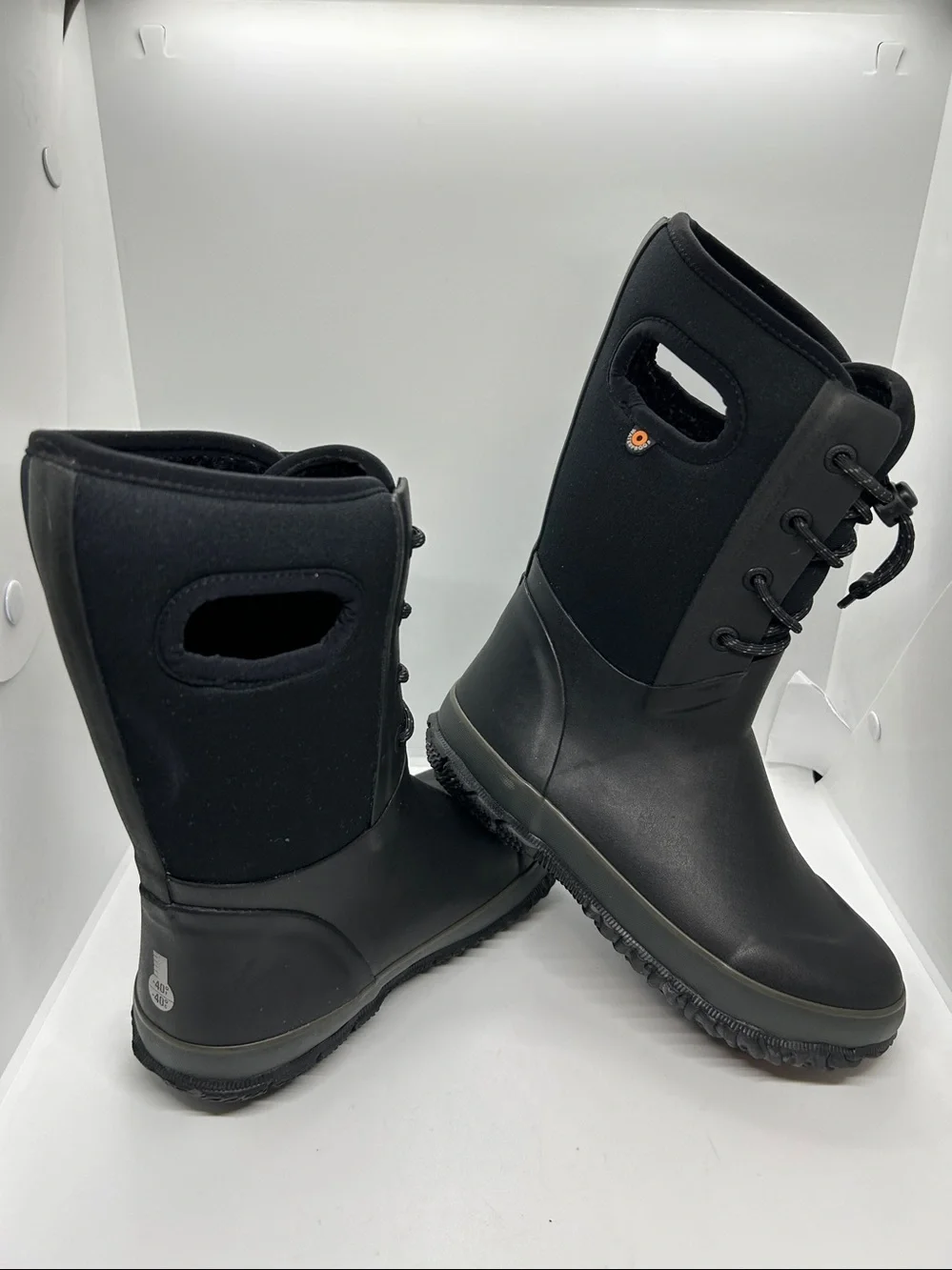 Children's Bogs Arcata Waterproof Lace Up Boot Black Rubber/Nylon Jersey Size 3